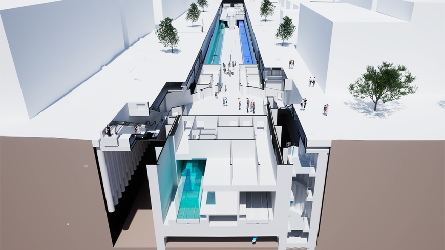 3D-Visualisierung des zukünftigen U-Bahnhofes Pasing