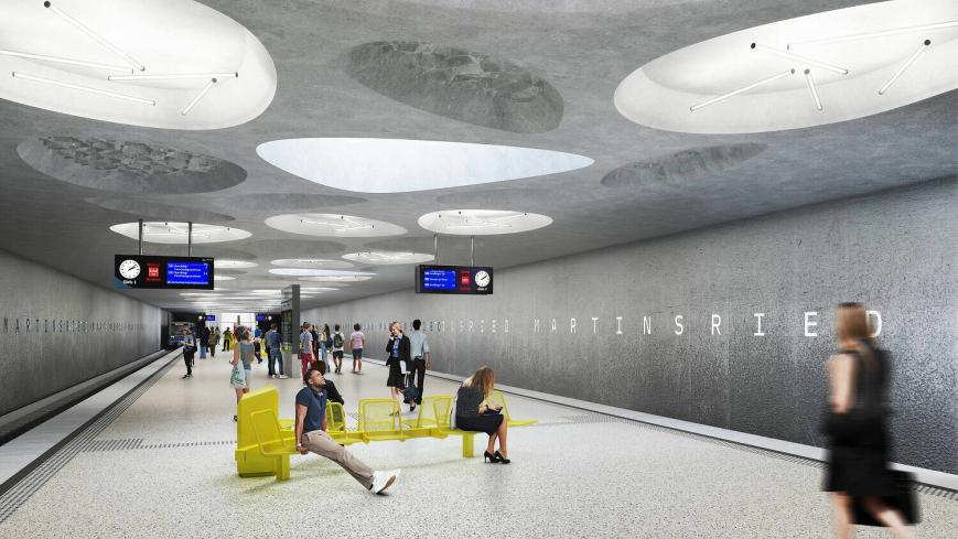 Visualisierung U-Bahnhof Martinsried; Quelle: Gruber+Popp Architekt:innen