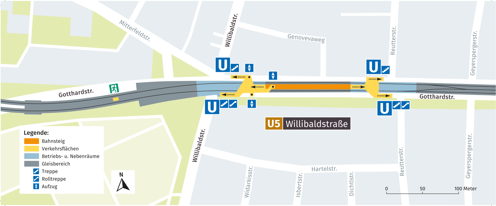 U-Bahnhof Willibaldstraße, Lageplan: Baureferat