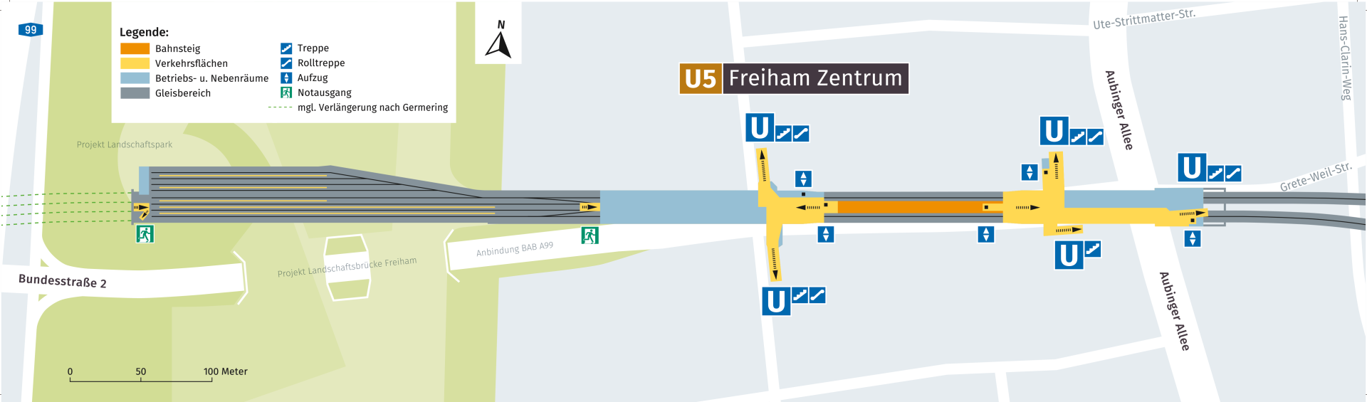 U-Bahnhof Freiham-Zentrum, Lageplan: Baureferat
