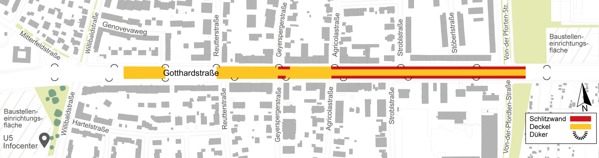 Lageplan Baustelle an der Gotthardtraße; Grafik: Baureferat